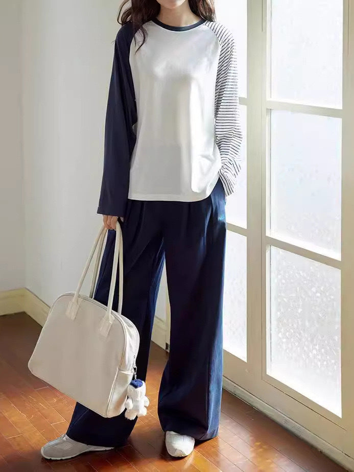 Women's striped top with split