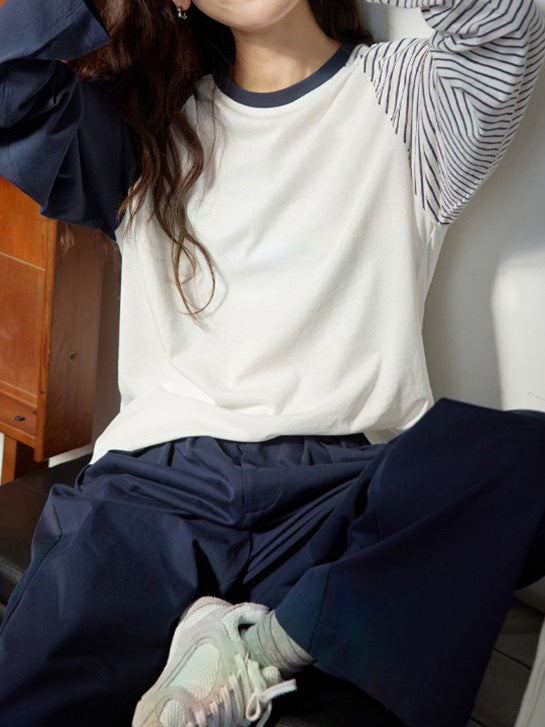 Women's striped top with split