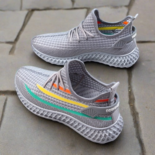 Women’s Sneakers - Breathable Knitted Upper - Cushioned Sole - Lace-Up Casual Wear