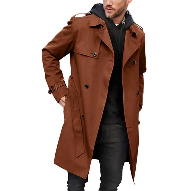 Men’s Trench Coat – Tailored Fit – Double-Breasted – Belted – Breathable Blend