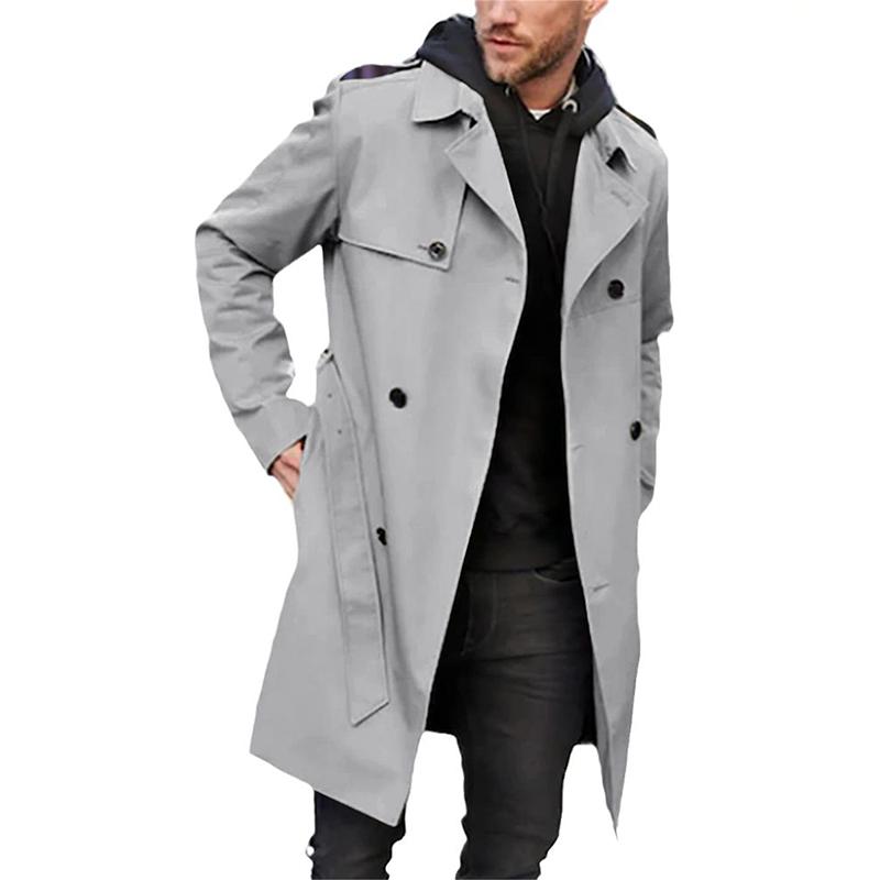 Men’s Trench Coat – Tailored Fit – Double-Breasted – Belted – Breathable Blend