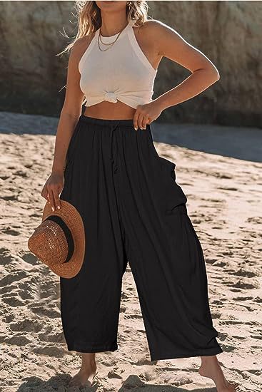 Women’s Relaxed Fit Trousers – Drawstring Waist – Full Length