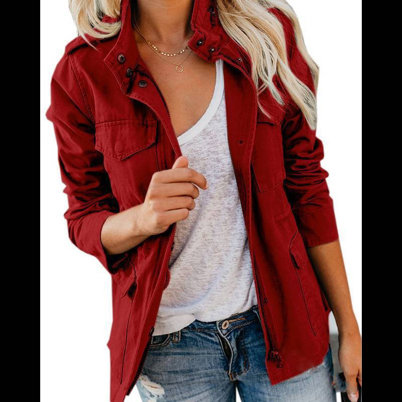 Women’s Utility Jacket – Cotton Feel – Regular Fit – Zip Button Closure – Four Pocket