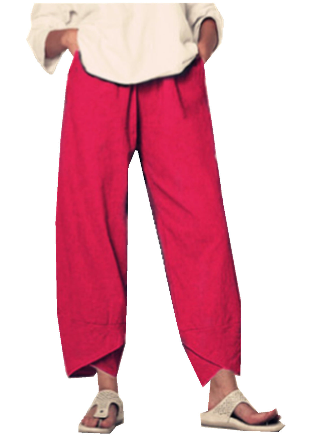 Women's Culottes - Wide Leg - Cropped Length - Elastic Waist - Lightweight Fabric