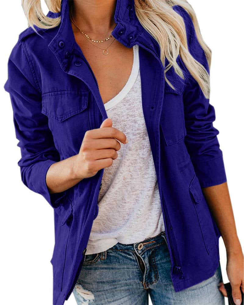 Women’s Utility Jacket – Cotton Feel – Regular Fit – Zip Button Closure – Four Pocket