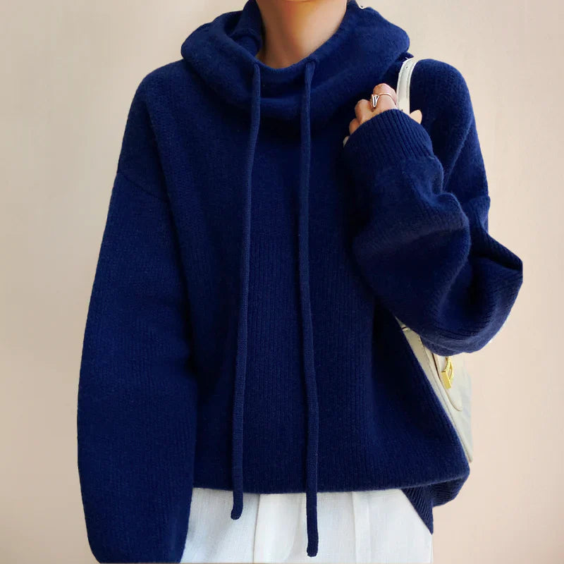 Women’s Turtleneck Sweater – Wool – Oversized Fit – Dropped Shoulders – Ribbed Trim