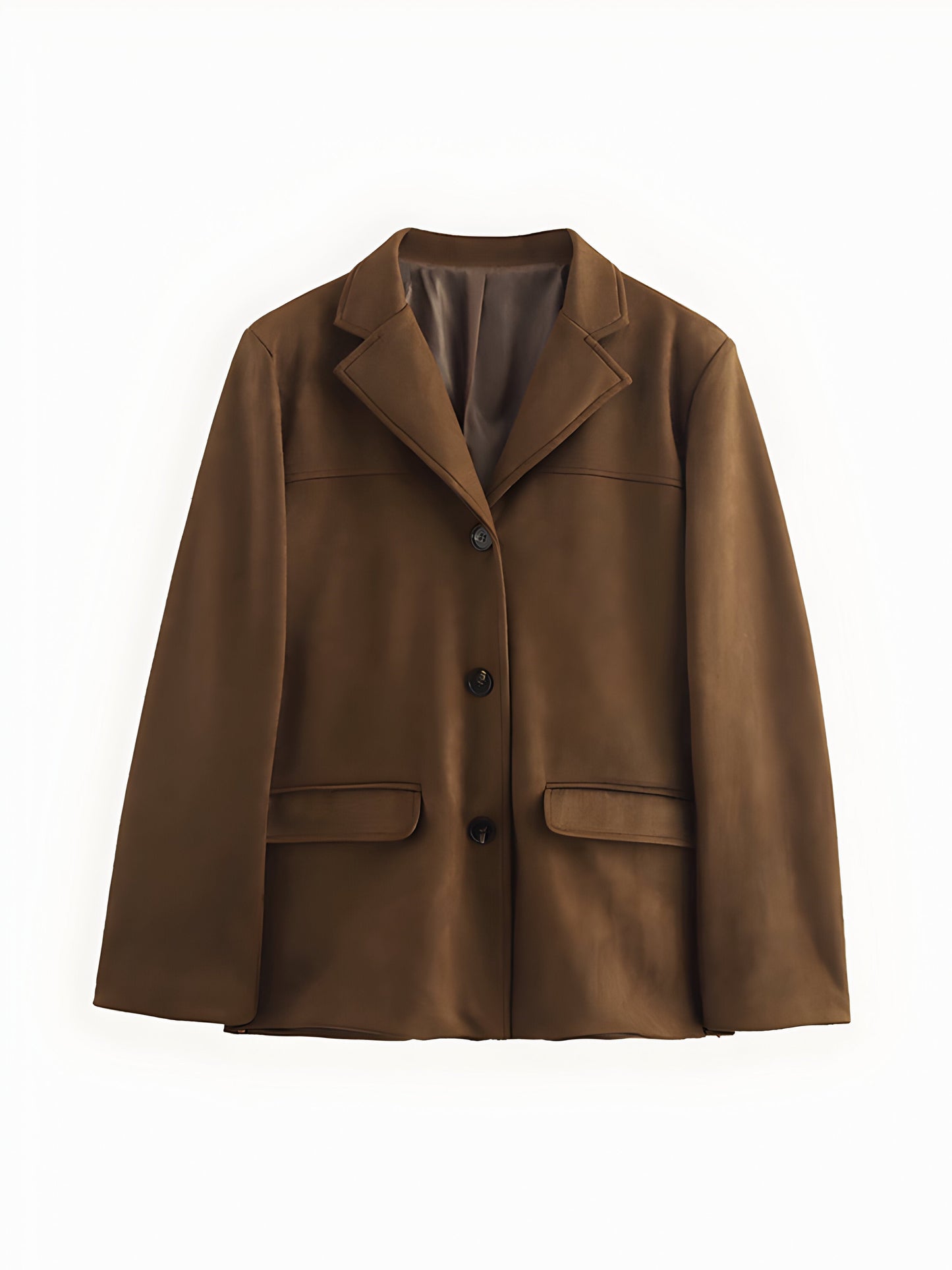 Women’s Jacket – Tailored Fit – Suede-Style Texture – Notched Lapel – Hip Length