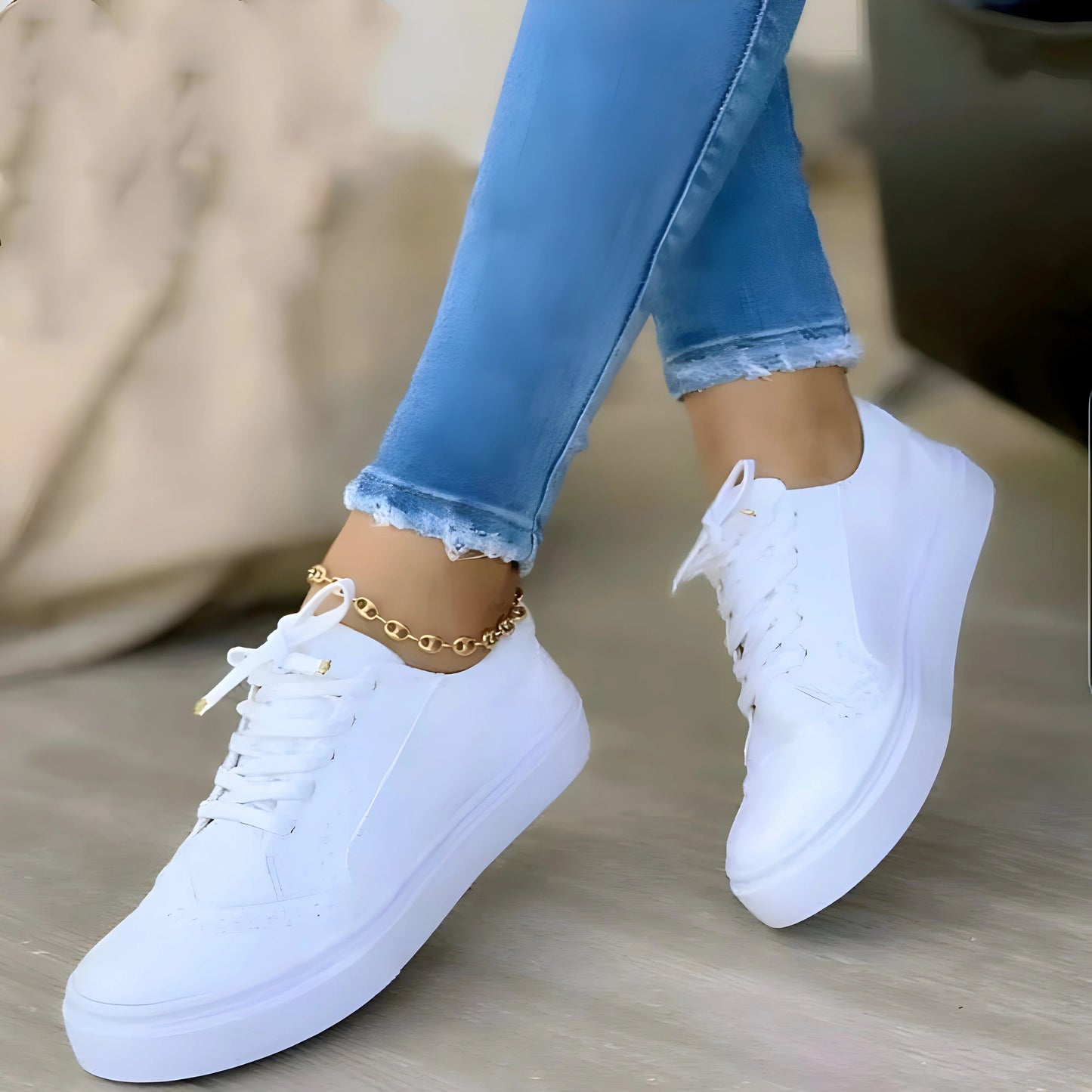 Women’s Sneaker – Supportive Fit – Lace-Up Design – Platform Sole – Casual Comfort