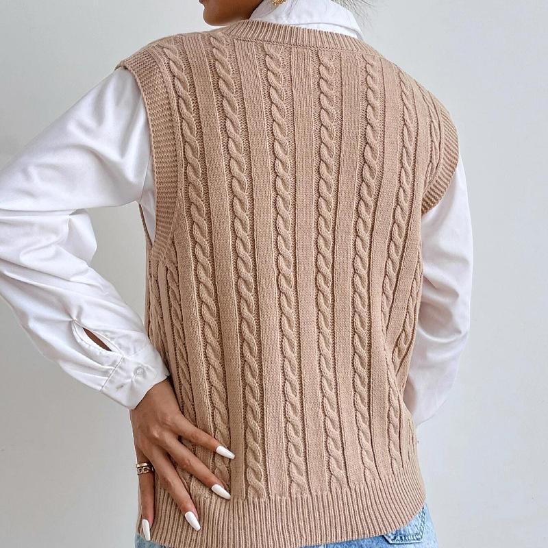 Women’s Sweater Vest – Cable Knit Pattern - V-Neck