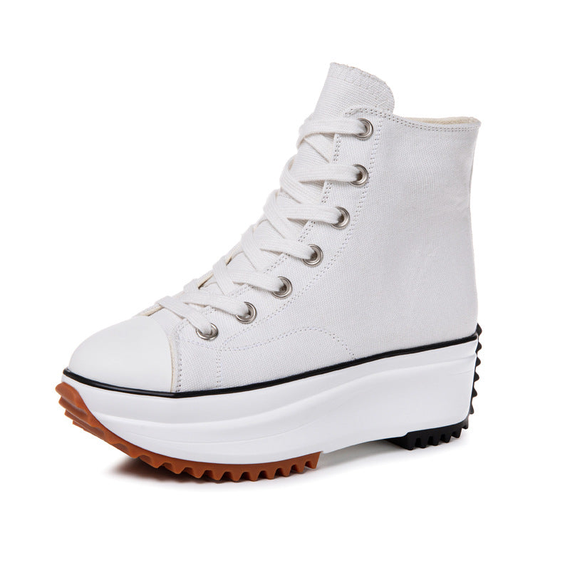 Women's canvas shoes with a thick sole