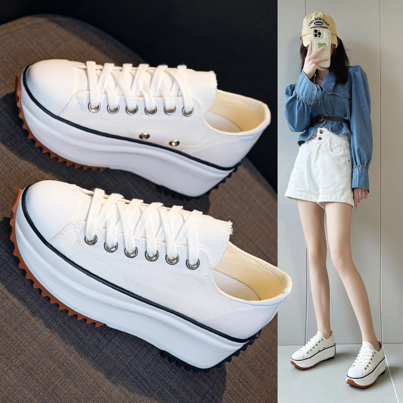 Women's canvas shoes with a thick sole