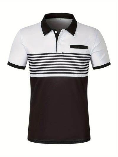 Men’s Polo Shirt - Slim Fit - Striped Design - Short Sleeve Casual Wear