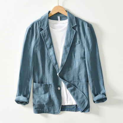 Men's Sustainable Linen Jacket - Lightweight All-Season Casual Blazer