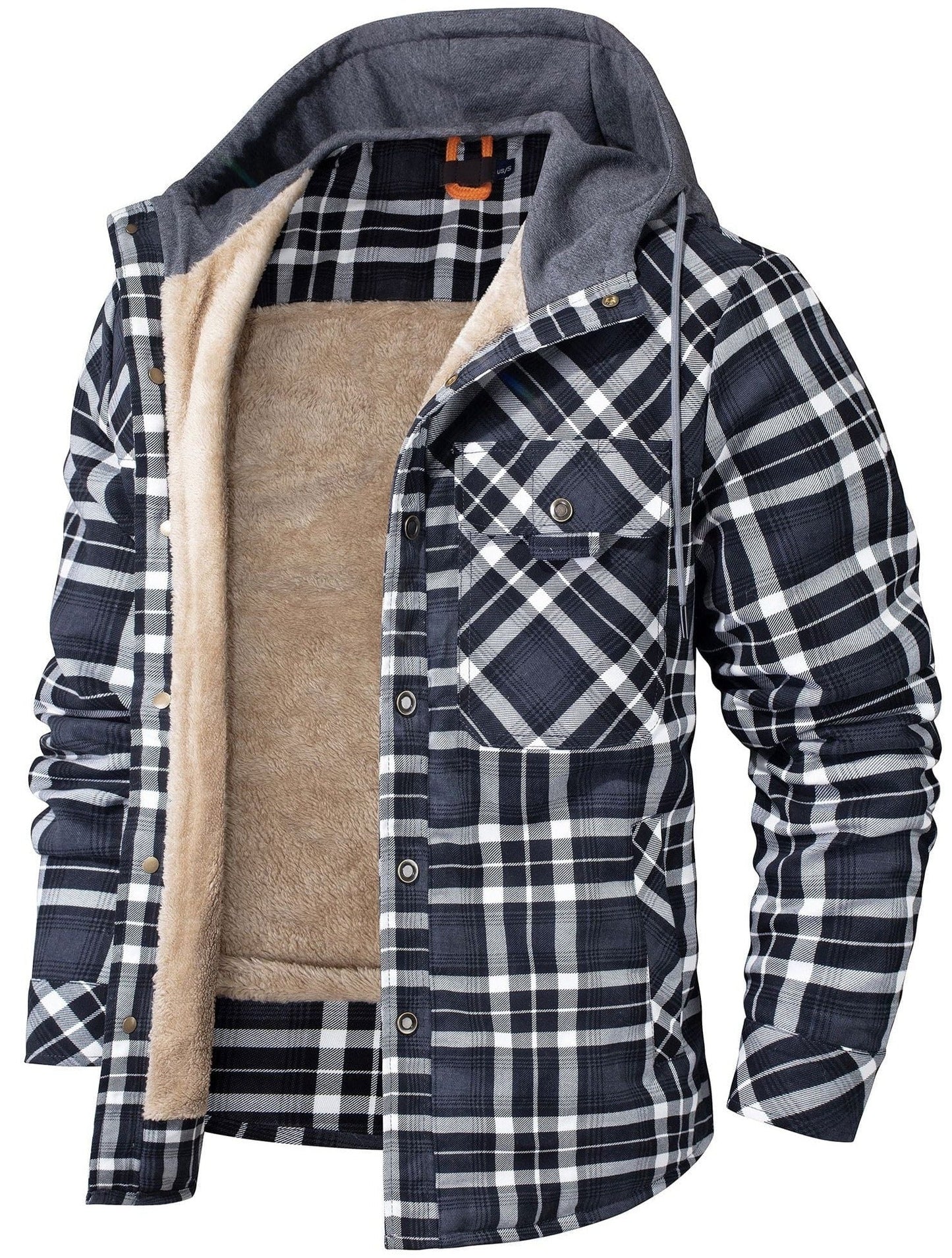 Men's chunky plaid button hoodie