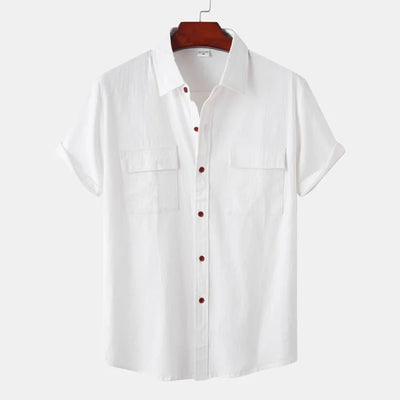 Men’s Short Sleeve Shirt – Relaxed Fit – Natural Fibers – Button Down – Chest Pockets