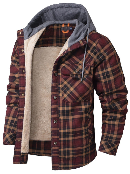 Men's chunky plaid button hoodie