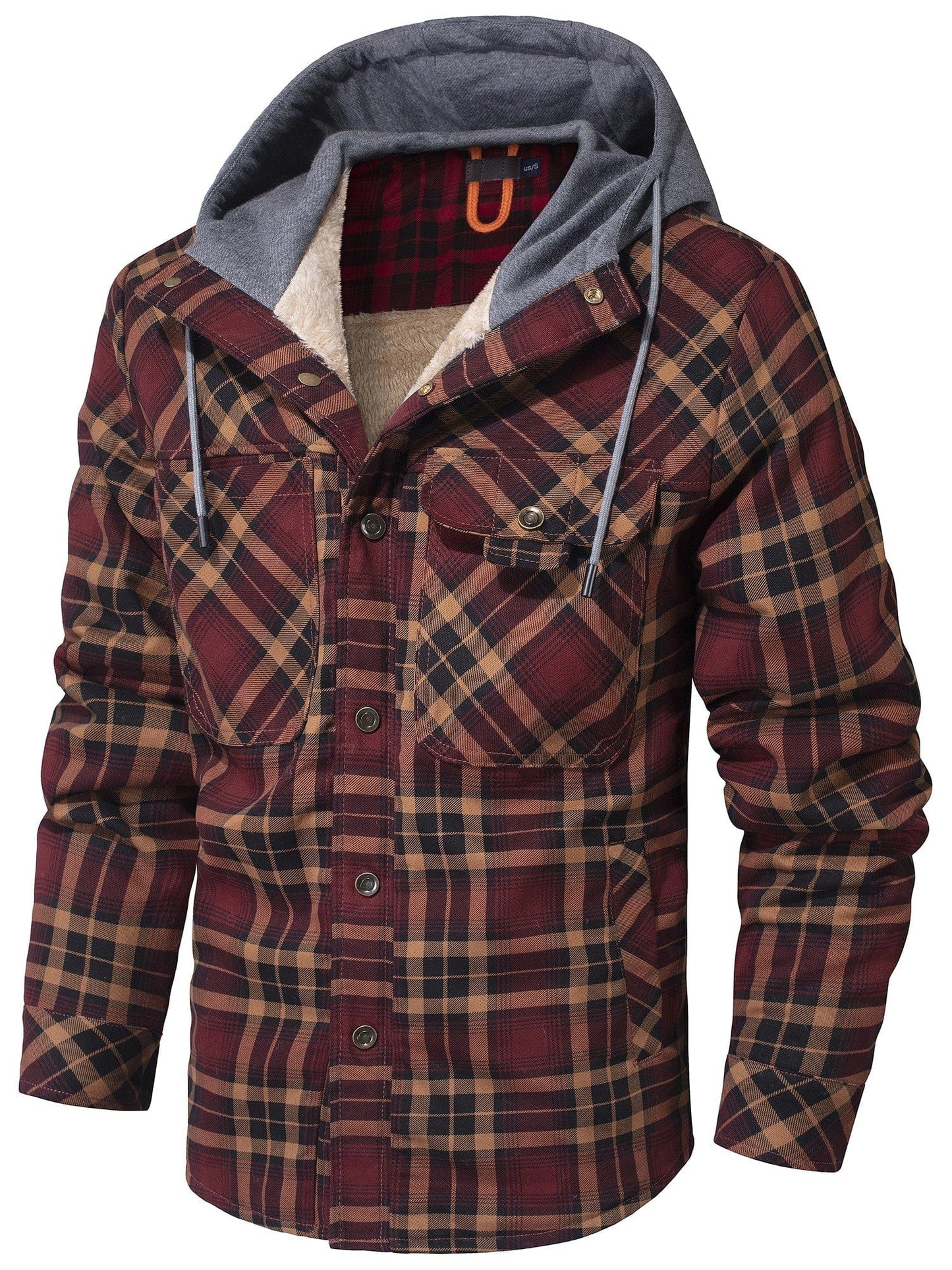 Men's chunky plaid button hoodie