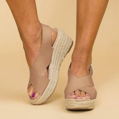 Women’s Wedge Sandals – Crisscross Straps – Espadrille Platform – Open Toe Fit