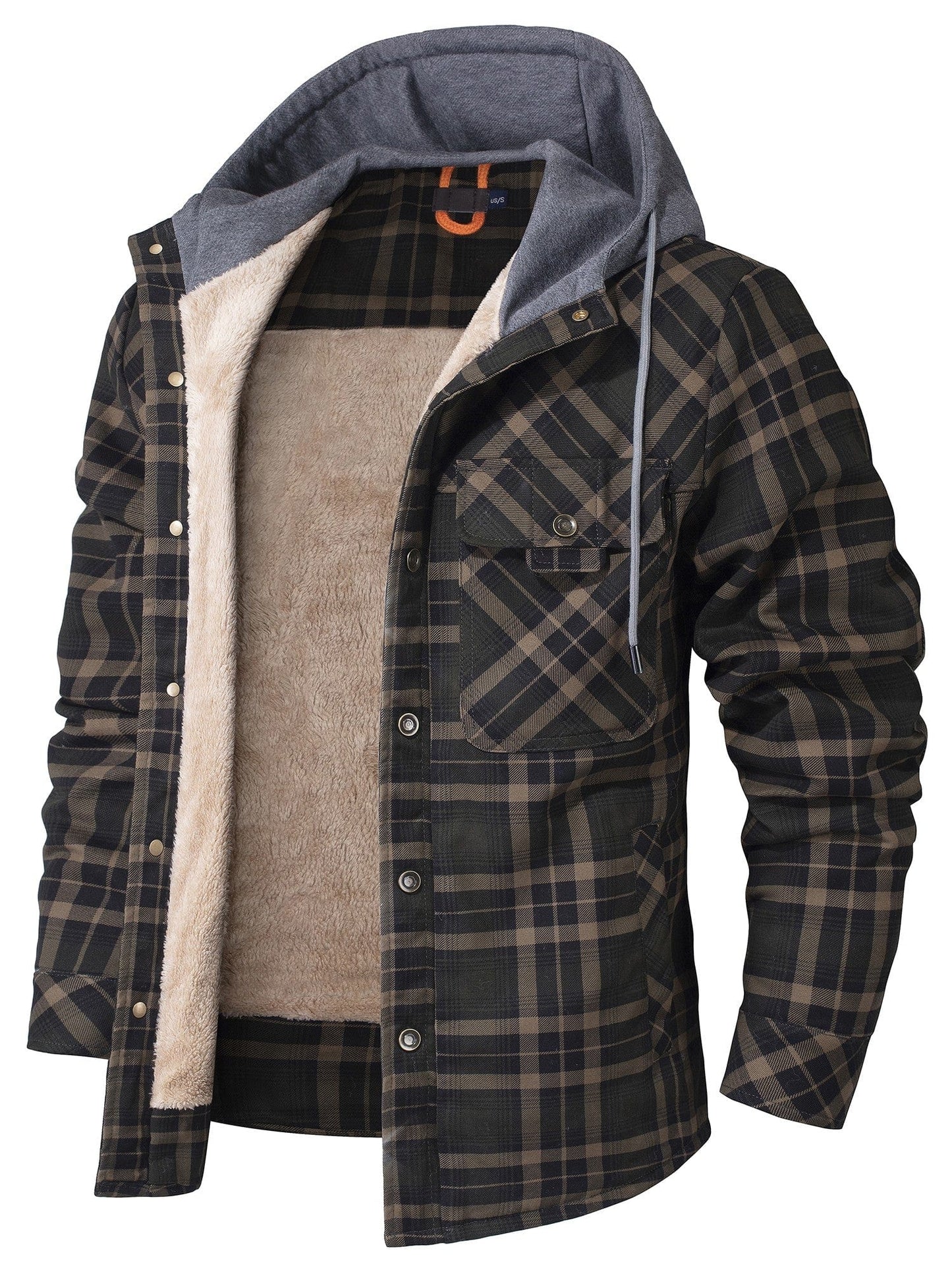 Men's chunky plaid button hoodie