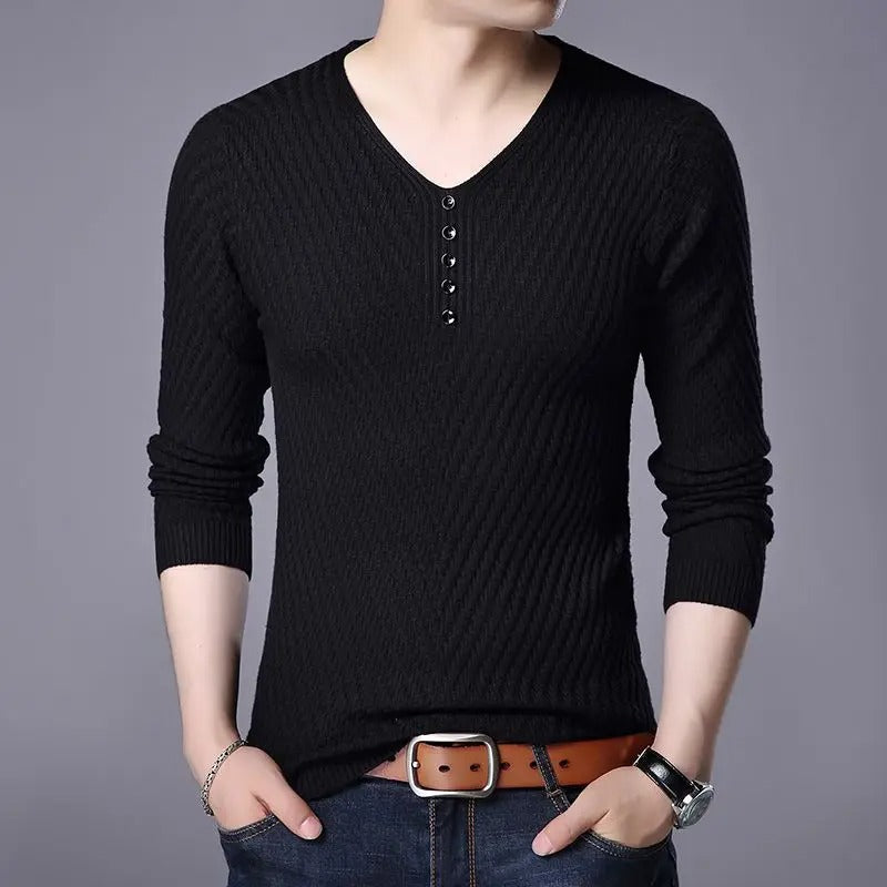 Men's color block striped long sleeve shirt