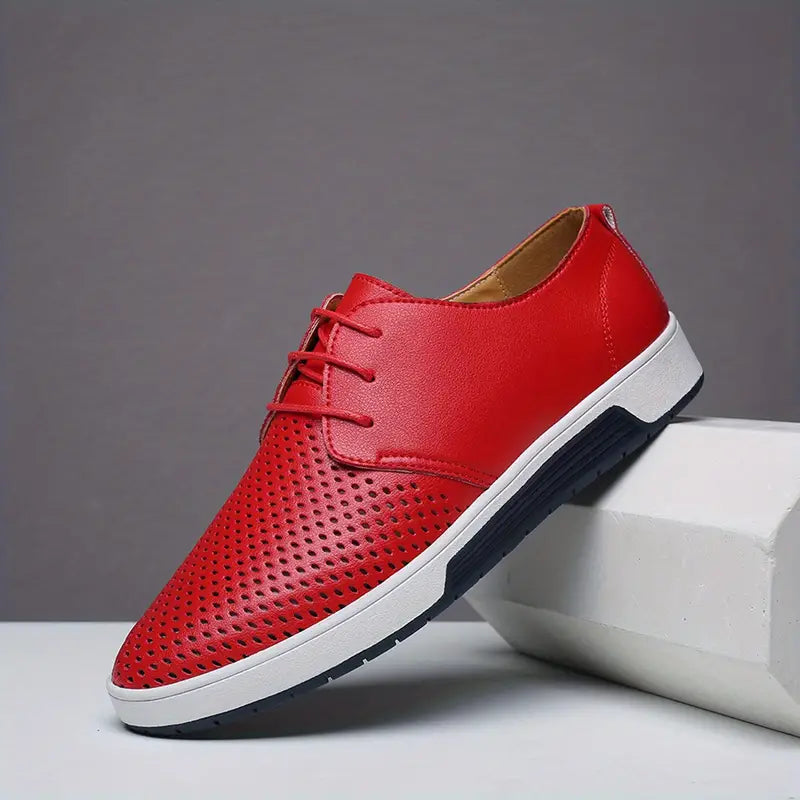 Men’s Casual Shoes - Lace-Up - Breathable Perforated Design - Comfortable Sole