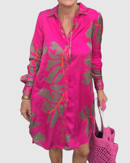 Women's Printed Long Sleeve Tunic Dress