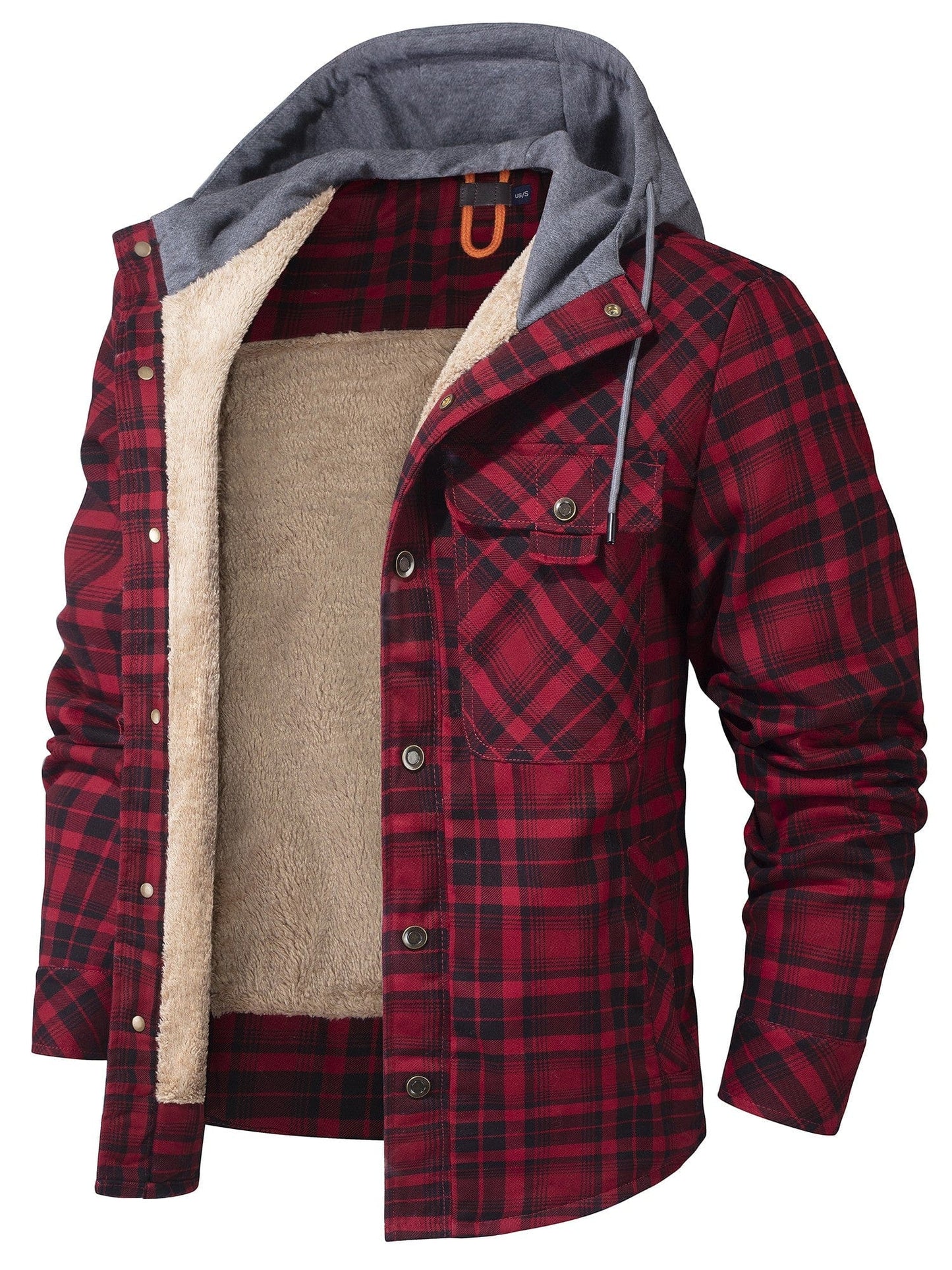 Men's chunky plaid button hoodie