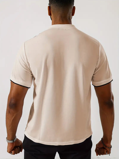 Men’s Polo Shirt - Slim Fit - Short Sleeve - Vertical Stripe Pattern - Classic Collar