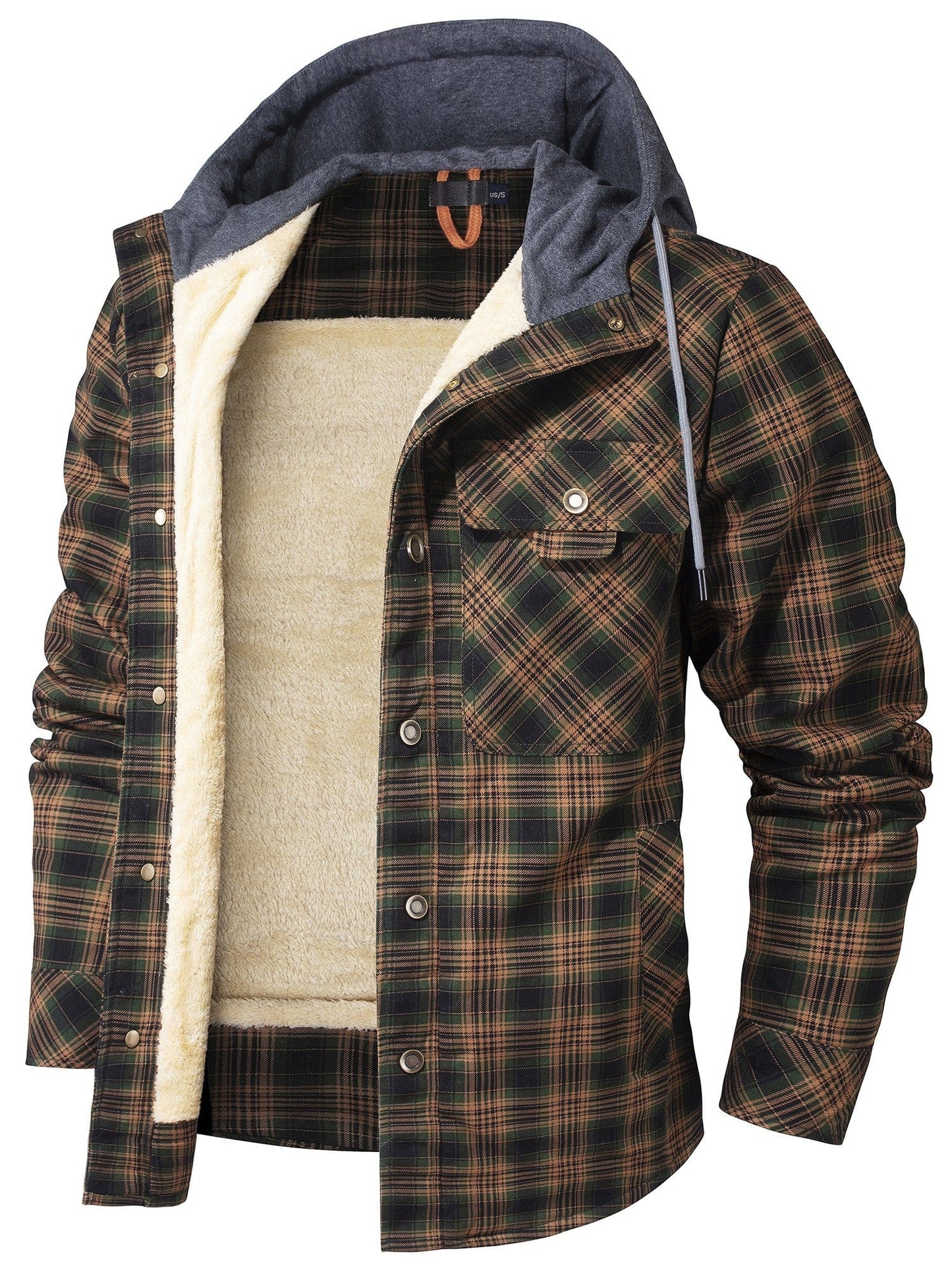 Men's chunky plaid button hoodie