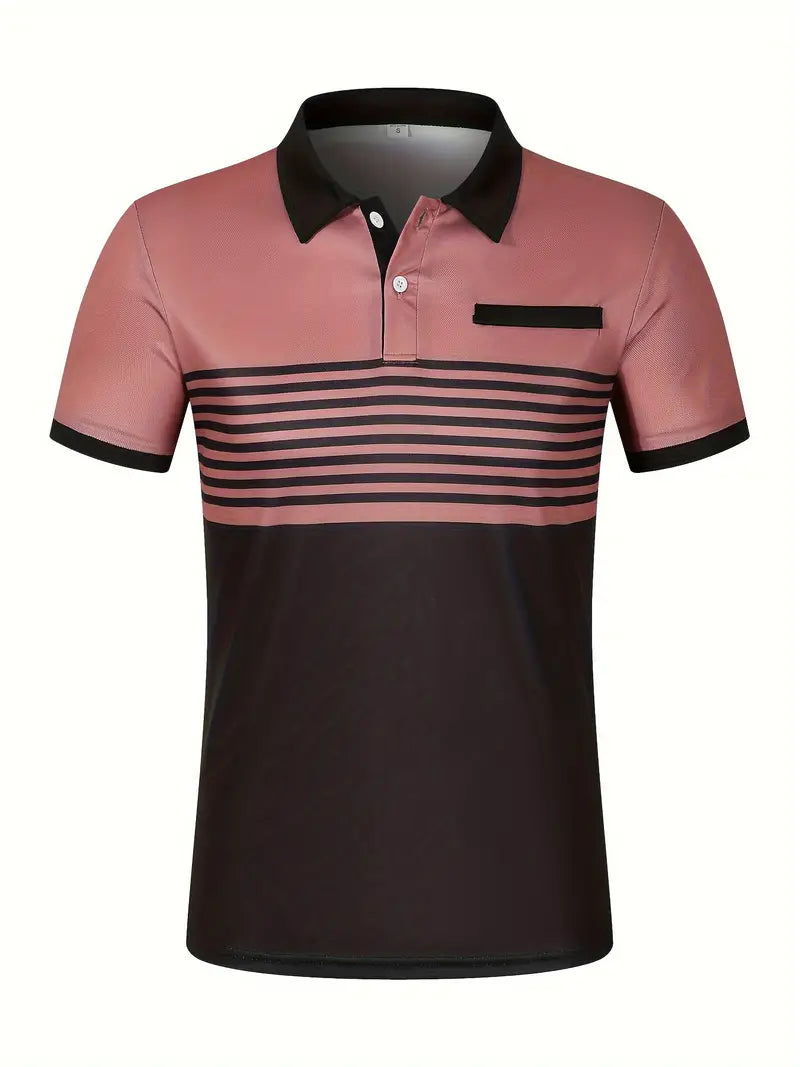 Men’s Polo Shirt - Slim Fit - Striped Design - Short Sleeve Casual Wear