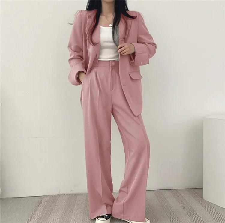 Women's Suit - Oversized Blazer & High-Waisted Trousers - Tailored Fit - Smart Casual