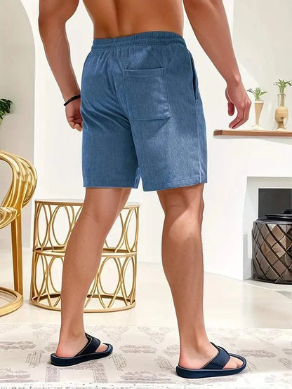 Men’s Casual Shorts - Breathable Lightweight Fabric - Elastic Waistband with Drawstring