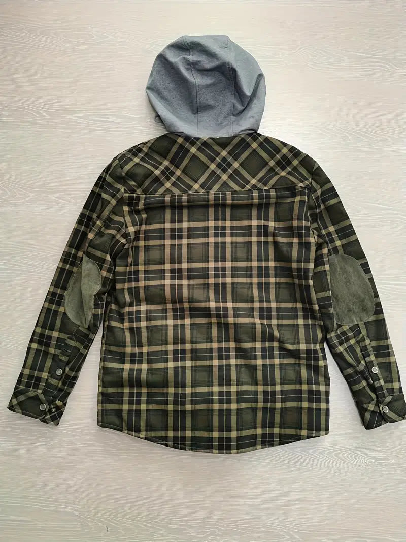 Hooded checked jacket for men