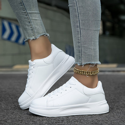 Women's Clean White Faux Leather Sneakers