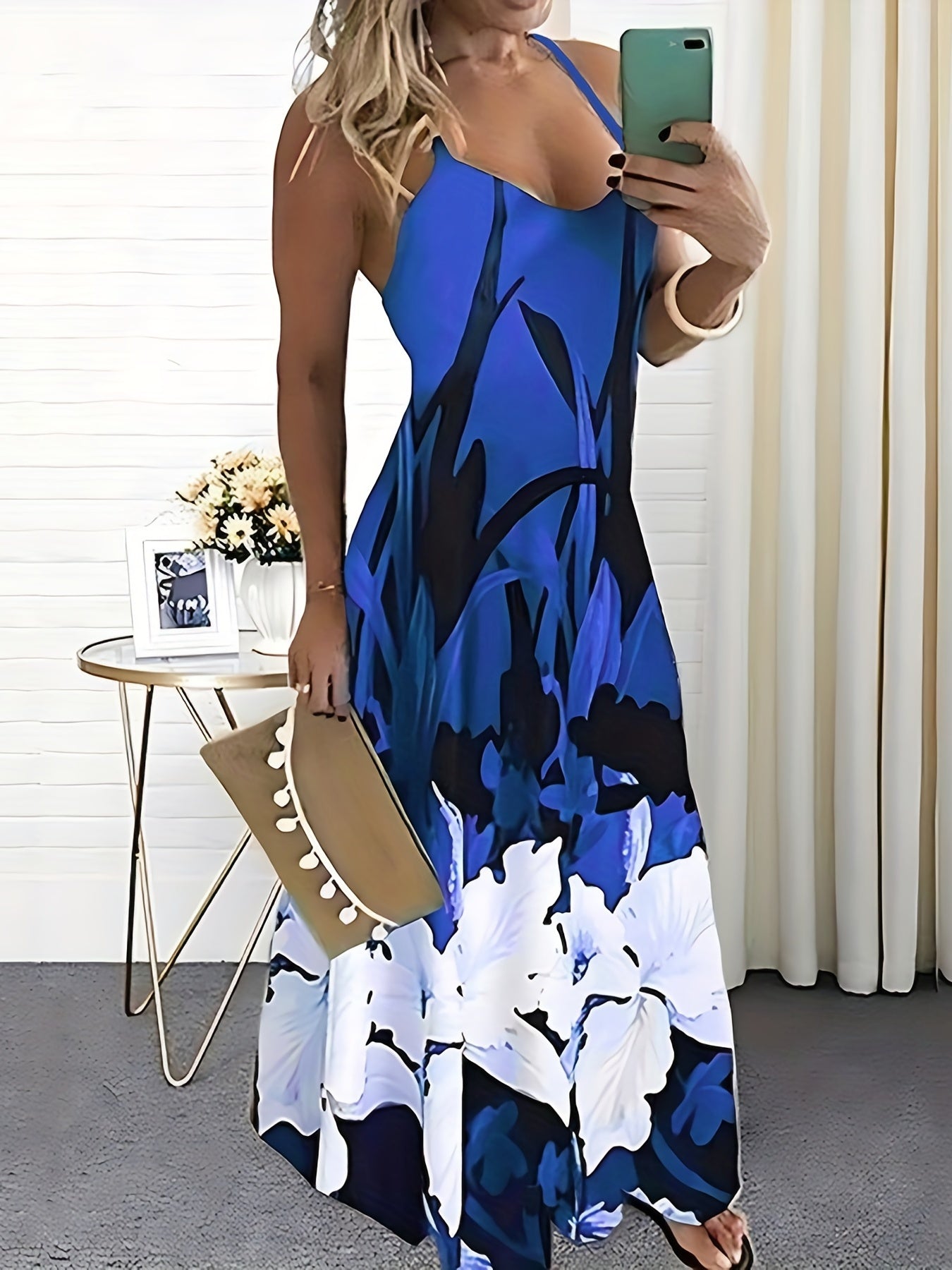 Floral Print Spaghetti Strap Dress for Women - All Season Wear