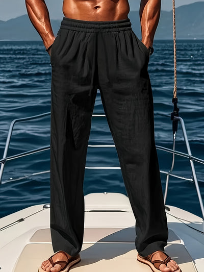 Men’s Casual Trousers - Loose Fit - Lightweight Breathable - Drawstring Waist