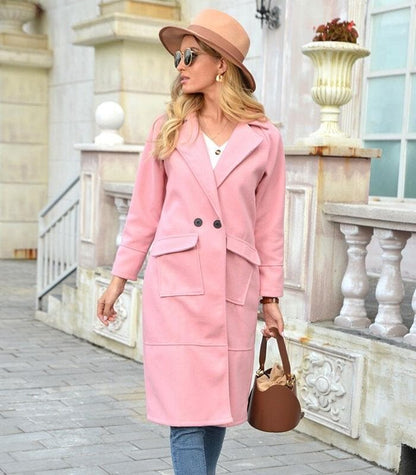 Women’s Overcoat – Tailored Fit – Double-Breasted Wool – Knee Length – Structured Design