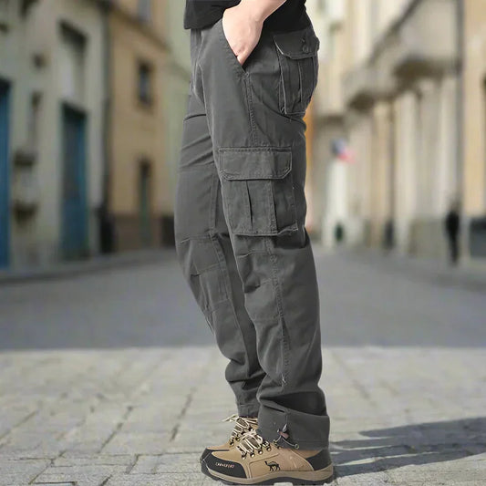 Men’s Cargo Trousers – Relaxed Fit – Natural Fibers – Utility Pockets – Full Length
