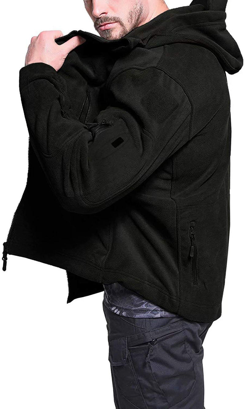 Men’s Fleece Jacket – Hooded – Relaxed Fit – Zippered Pockets – Windproof – Full Zip