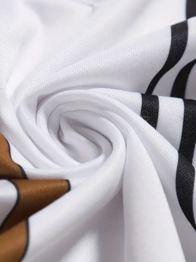 Men’s Polo Shirt - Slim Fit - Short Sleeve - Vertical Stripe Pattern - Classic Collar