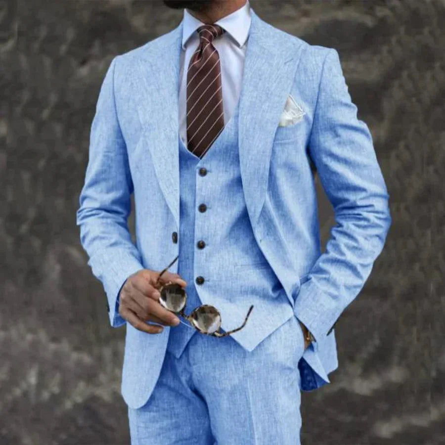 Men’s Three-Piece Suit – Tailored Fit – Single-Breasted – Breathable Luxury Fabric