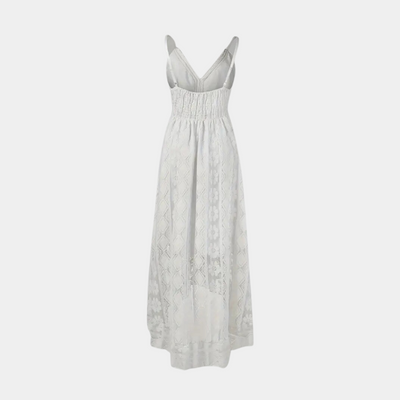 Women’s Midi Dress – Relaxed Fit – Lace Detail – V-Neck – Boho Style – Breathable Fabric