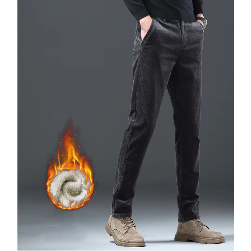 Men's corduroy pants with warm fleece lining