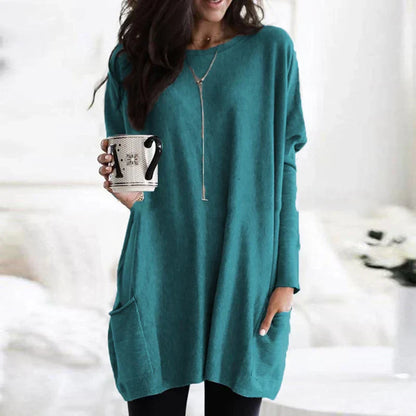 Women's Oversized Cotton Tunic Sweater for Relaxed Comfort