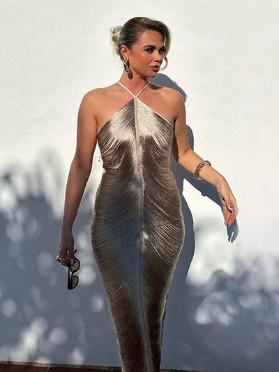 Asymmetrical Fringe Dress - Long Sleeve Elegant Summer Dress for Women