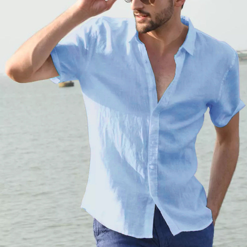 Men’s Casual Shirt – Relaxed Fit – Short Sleeve – Button Down Collar