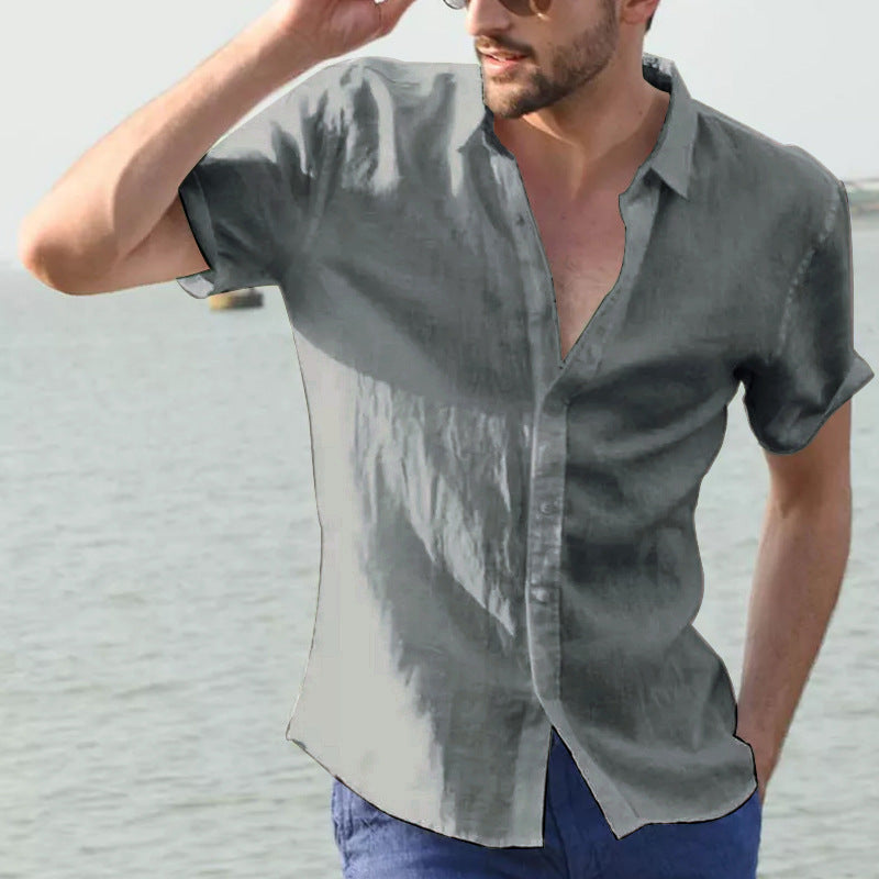 Men’s Casual Shirt – Relaxed Fit – Short Sleeve – Button Down Collar
