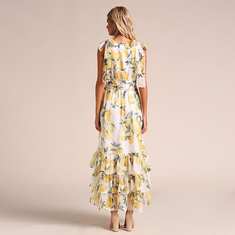 Women’s Maxi Dress – A-Line Fit – Sleeveless – Ruffle Hem – Breathable Blend