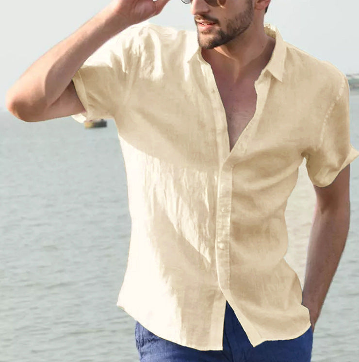 Men’s Casual Shirt – Relaxed Fit – Short Sleeve – Button Down Collar