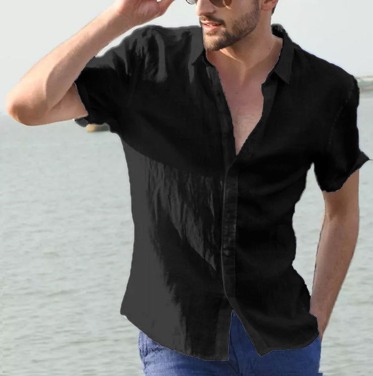 Men’s Casual Shirt – Relaxed Fit – Short Sleeve – Button Down Collar